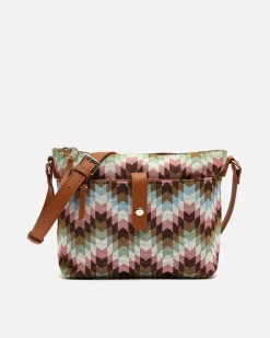Bolso bandolera pequeño con neceser extraíble y estampado jacquard