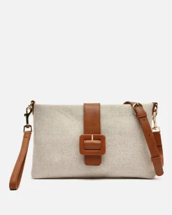 Bolso bandolera pequeño con asa de mano extraíble efecto rafia