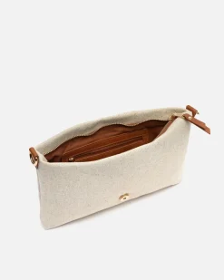 Bolso bandolera pequeño con asa de mano extraíble efecto rafia