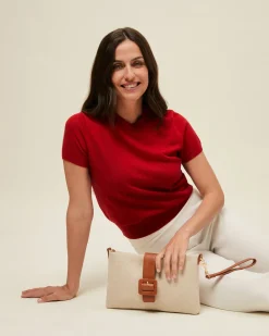 Bolso bandolera pequeño con asa de mano extraíble efecto rafia