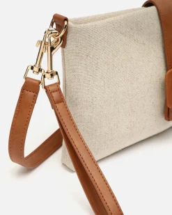 Bolso bandolera pequeño con asa de mano extraíble efecto rafia