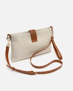 Bolso bandolera pequeño con asa de mano extraíble efecto rafia