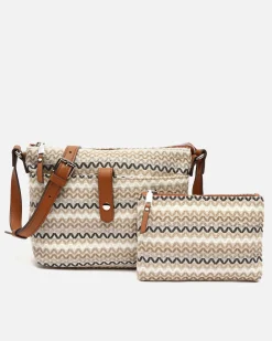 Bolso bandolera pequeño con estampado jacquard y neceser pequeño
