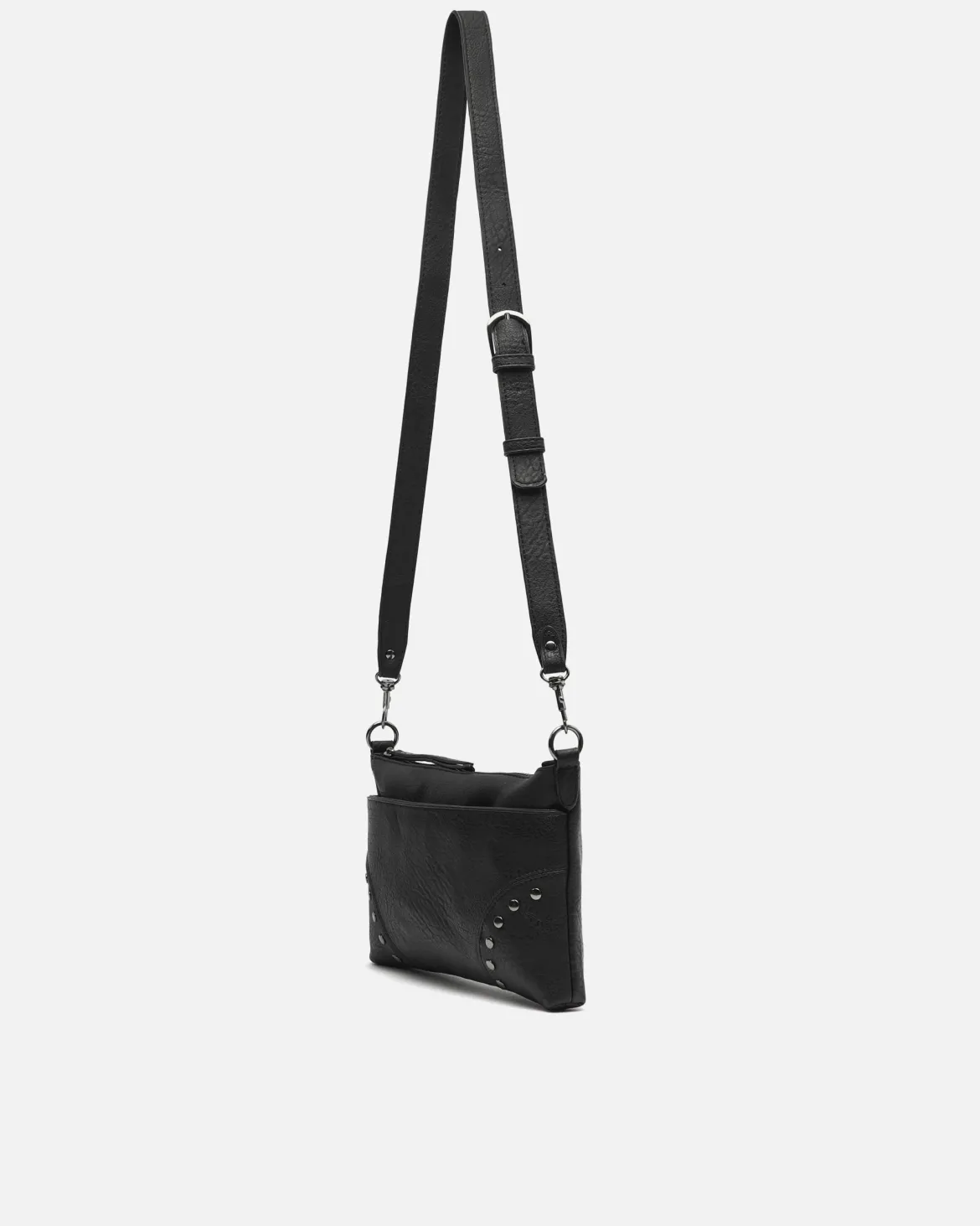 Bolso bandolera pequeño con detalles metálicos