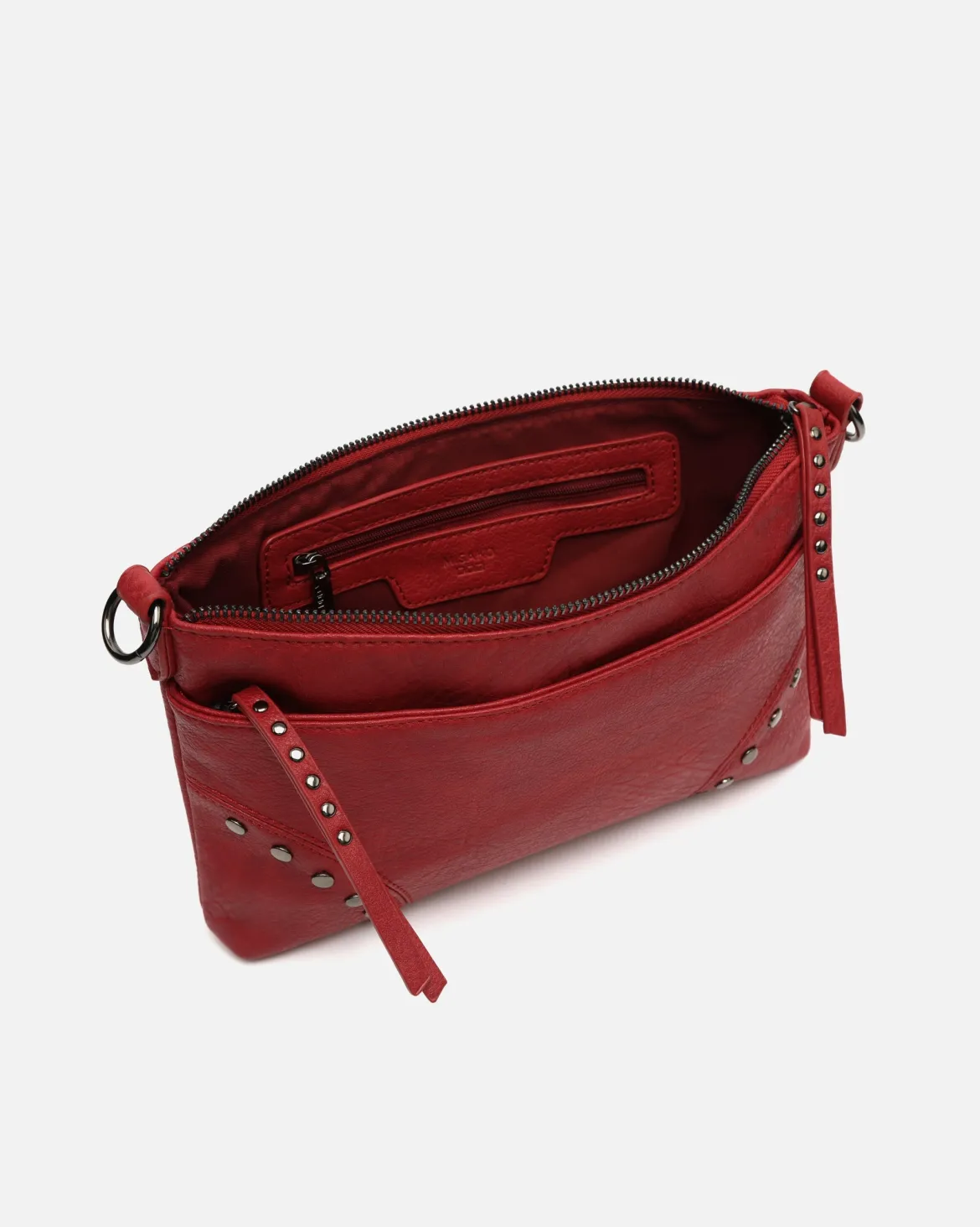 Bolso bandolera pequeño con detalles metálicos
