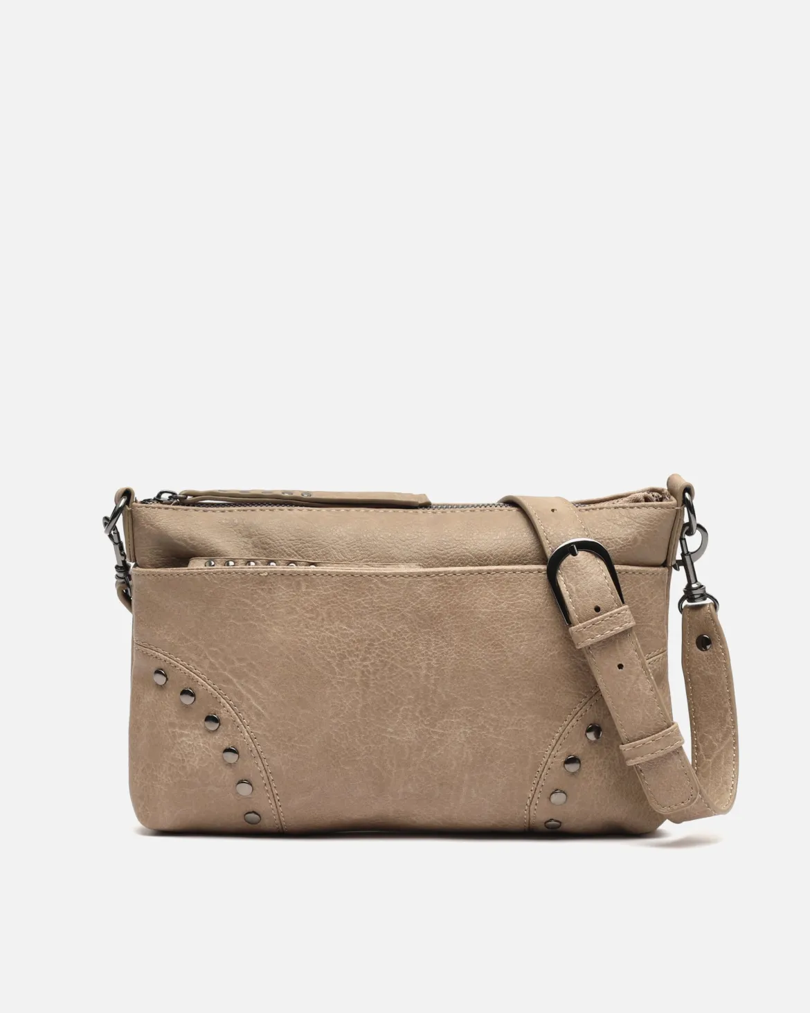 Bolso bandolera pequeño con detalles metálicos