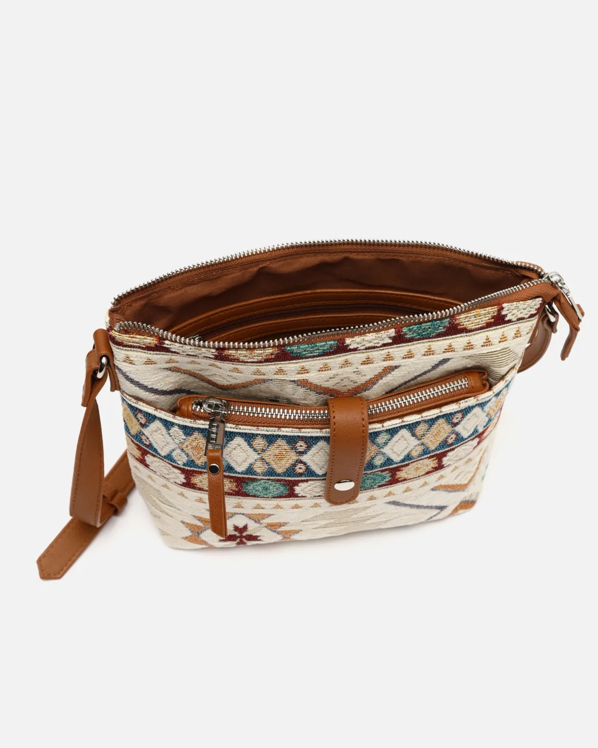 Bolso bandolera pequeño con estampado jacquard y neceser pequeño