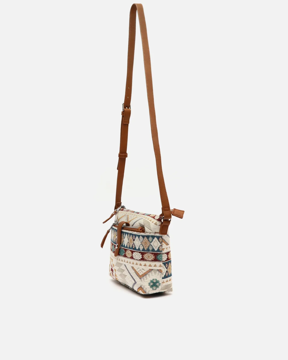Bolso bandolera pequeño con estampado jacquard y neceser pequeño