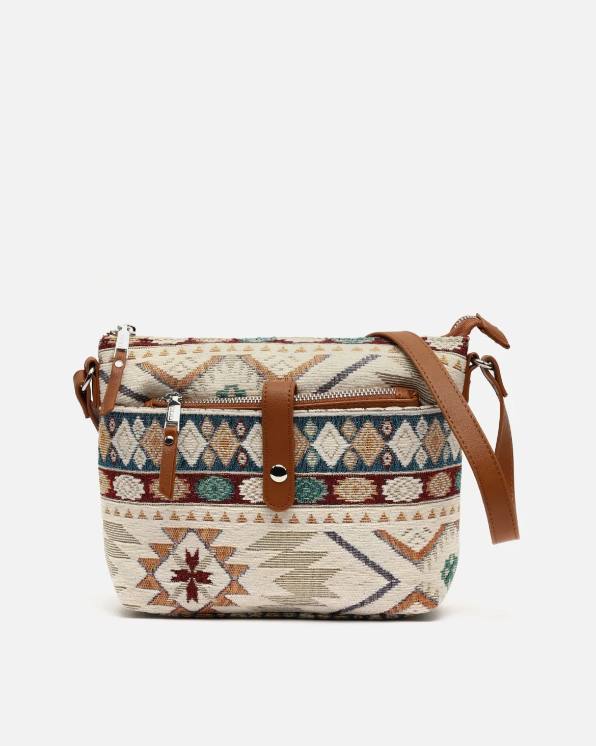 Bolso bandolera pequeño con estampado jacquard y neceser pequeño