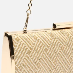 Bolso bandolera pequeño de fiesta efecto rafia con cadena