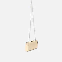 Bolso bandolera pequeño de fiesta efecto rafia con cadena