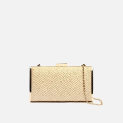 Bolso bandolera pequeño de fiesta efecto rafia con cadena