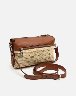 Bolso bandolera pequeño efecto rafia