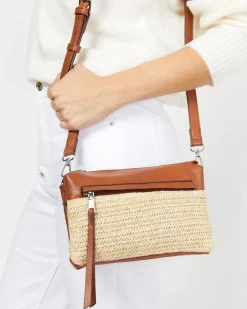 Bolso bandolera pequeño efecto rafia