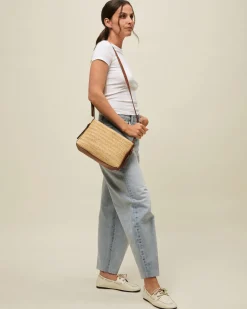 Bolso bandolera pequeño efecto rafia