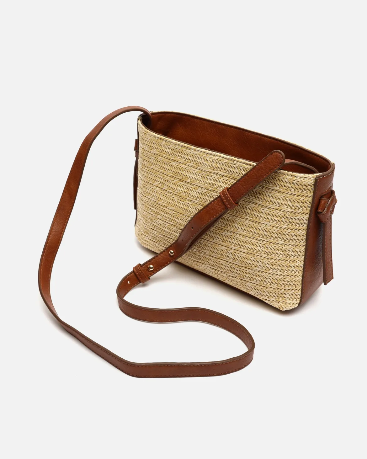 Bolso bandolera pequeño efecto rafia
