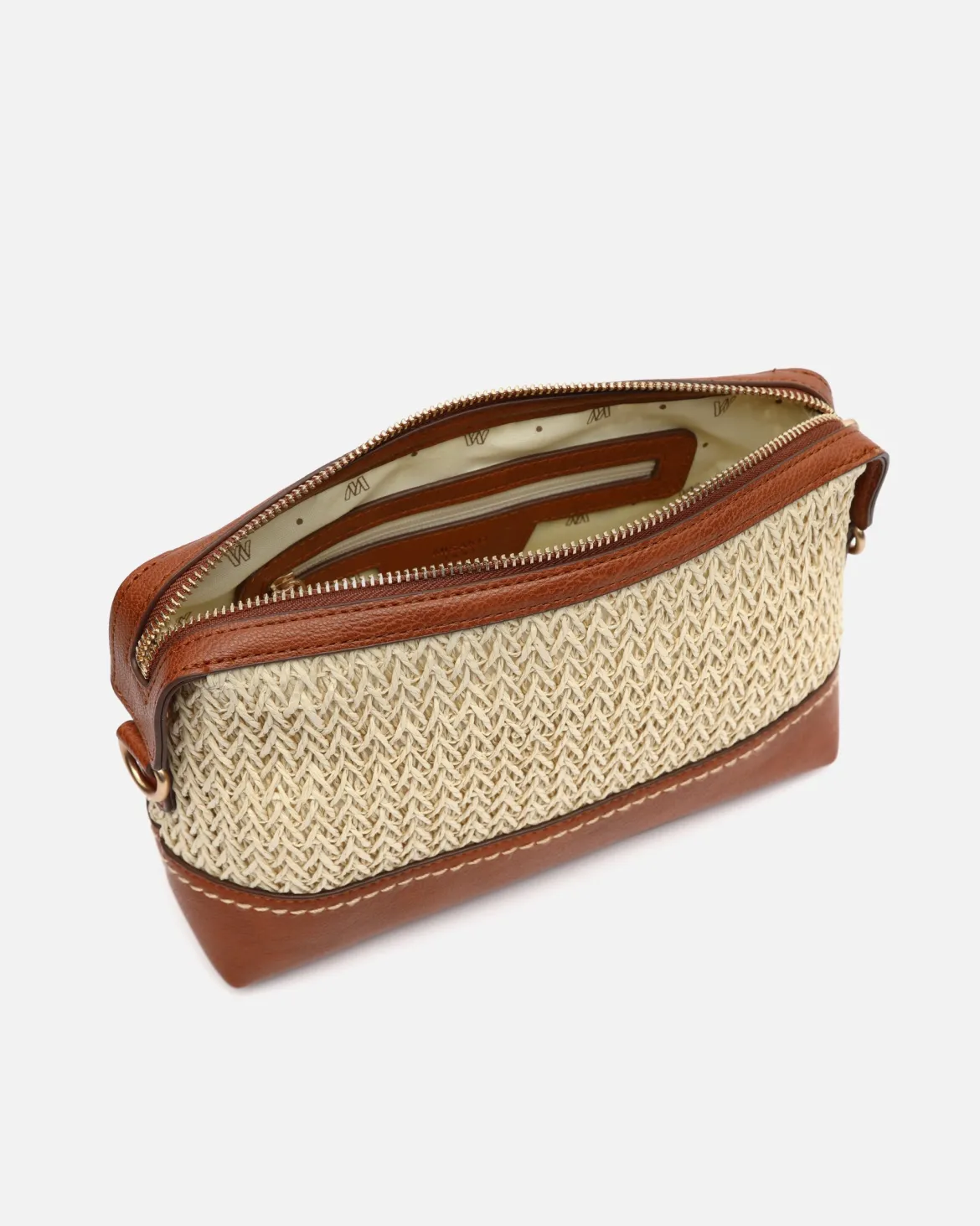 Bolso bandolera pequeño efecto rafia