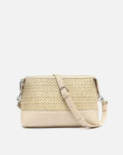 Bolso bandolera pequeño efecto rafia