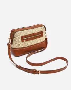 Bolso bandolera pequeño efecto rafia