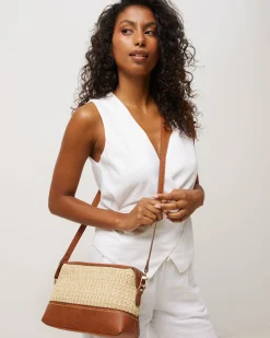 Bolso bandolera pequeño efecto rafia