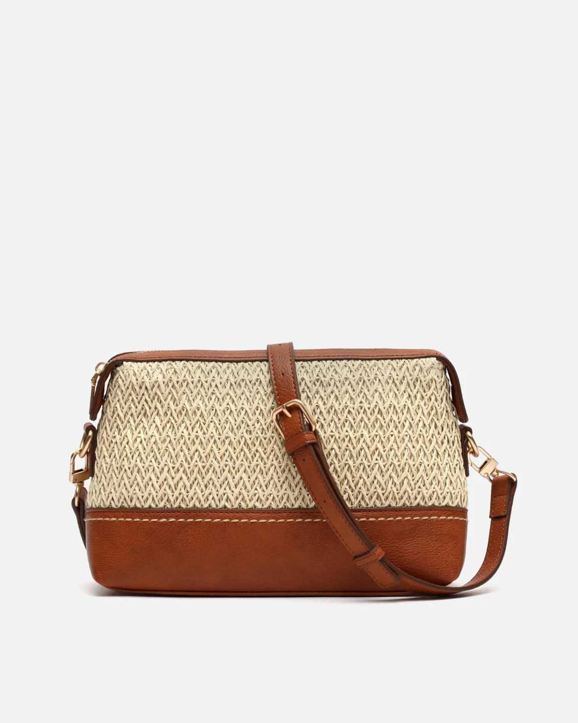 Bolso bandolera pequeño efecto rafia