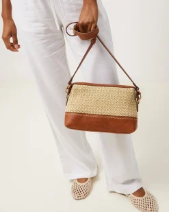 Bolso bandolera pequeño efecto rafia