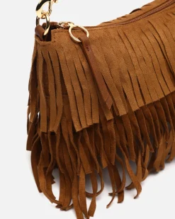 Bolso bandolera pequeño efecto ante con flecos