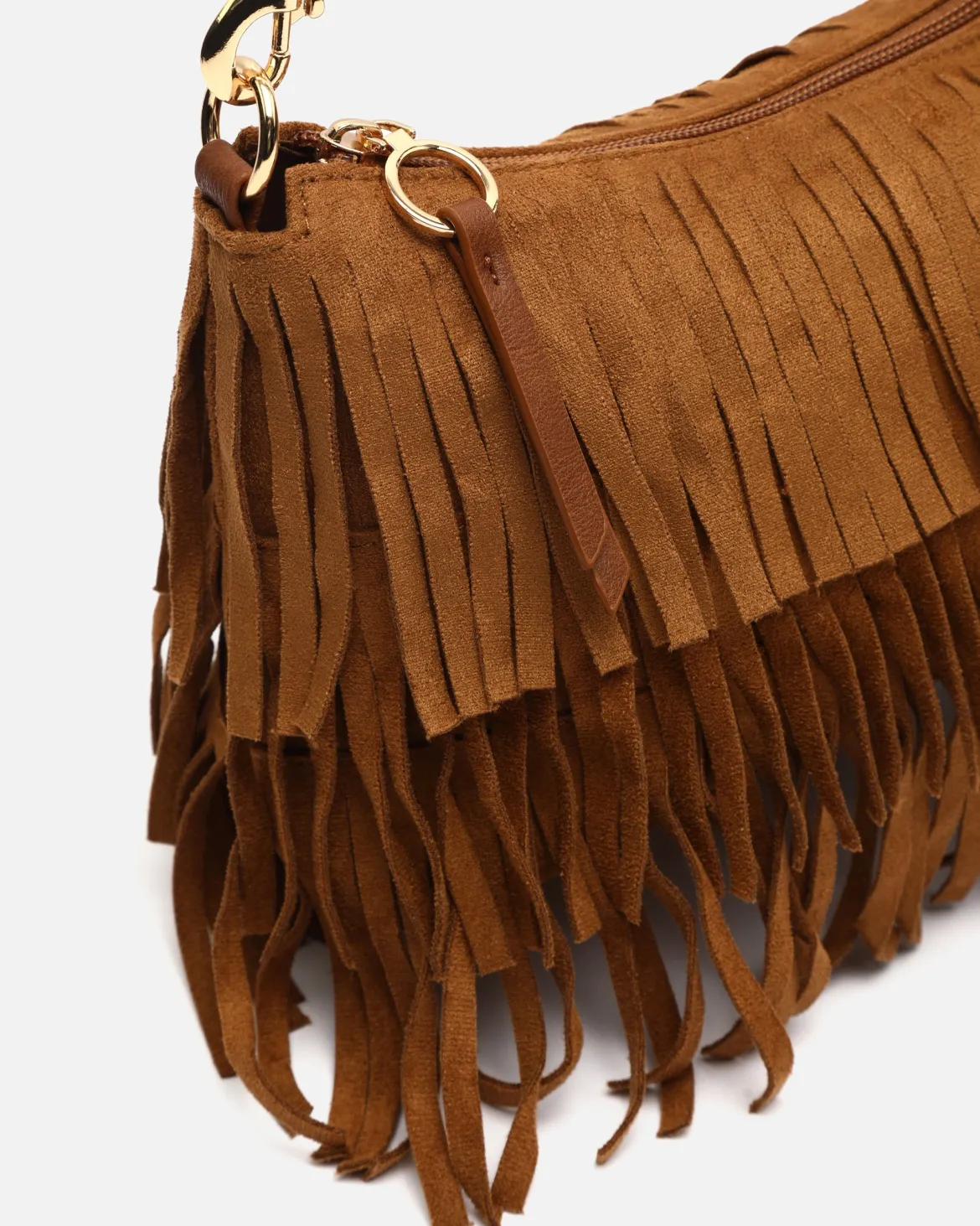 Bolso bandolera pequeño efecto ante con flecos