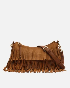 Bolso bandolera pequeño efecto ante con flecos