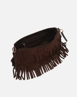 Bolso bandolera pequeño efecto ante con flecos
