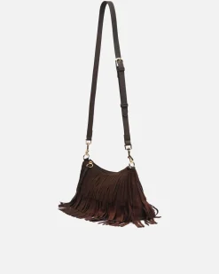 Bolso bandolera pequeño efecto ante con flecos