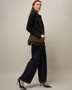 Bolso bandolera pequeño efecto ante con flecos