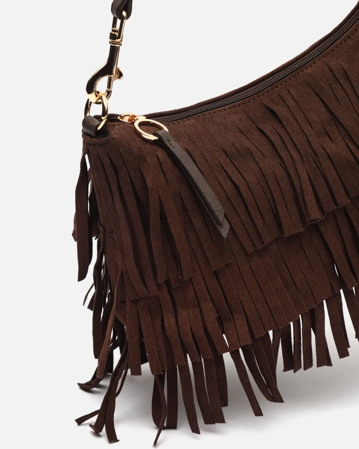 Bolso bandolera pequeño efecto ante con flecos
