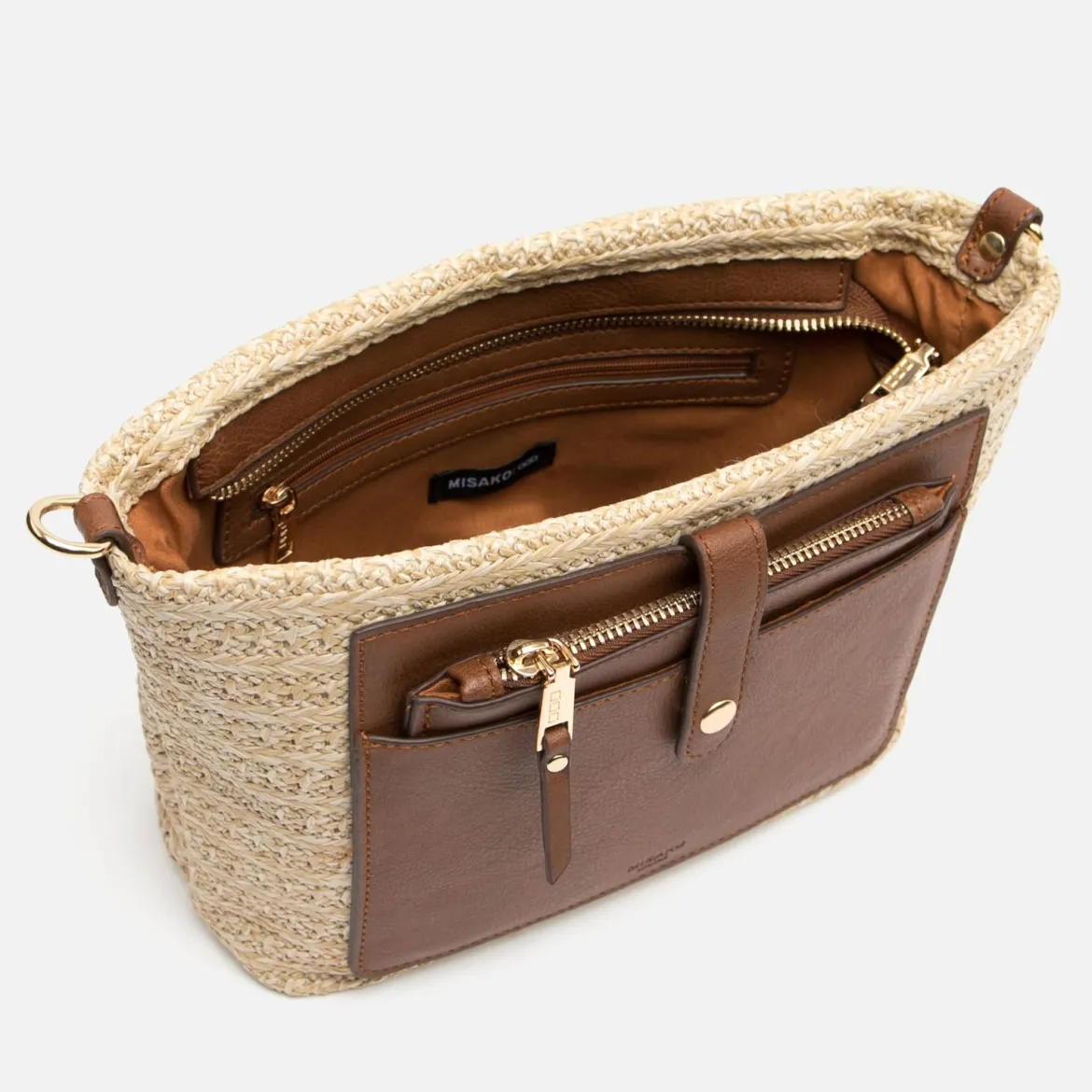 Bolso bandolera pequeño efecto rafia