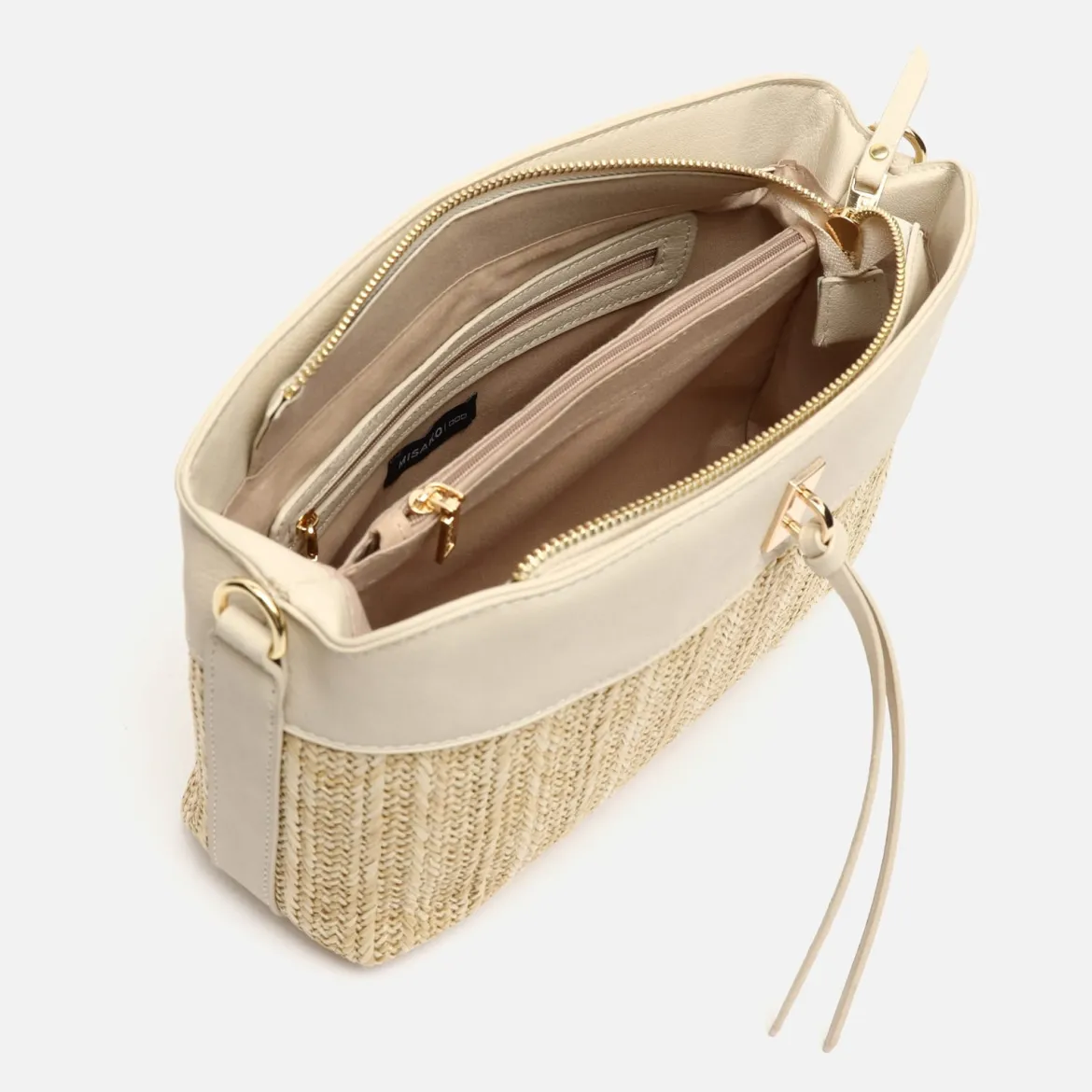 Bolso bandolera pequeño efecto rafia