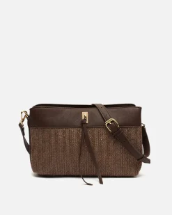 Bolso bandolera pequeño efecto rafia