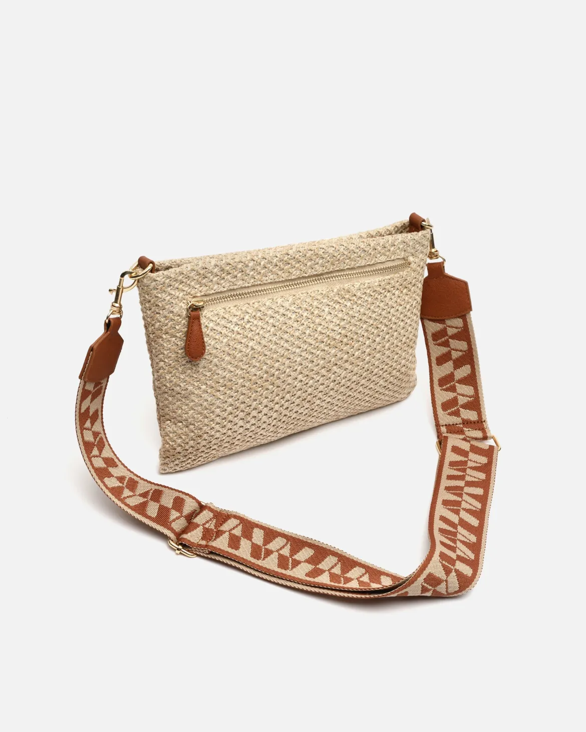 Bolso bandolera pequeño efecto rafia