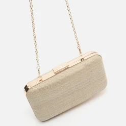 Bolso de fiesta efecto rafia con correa