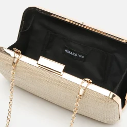Bolso de fiesta efecto rafia con correa
