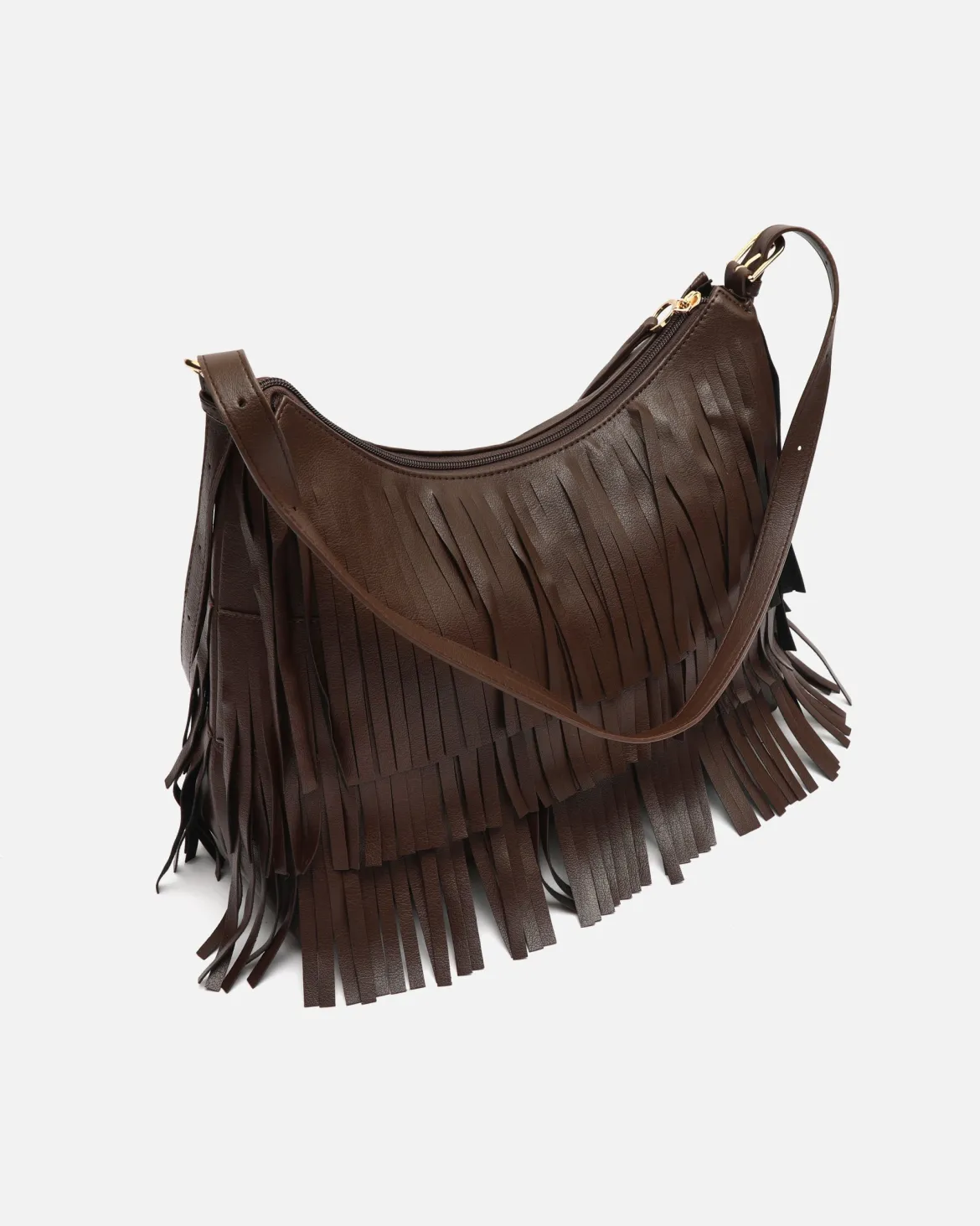 Bolso de hombro con flecos