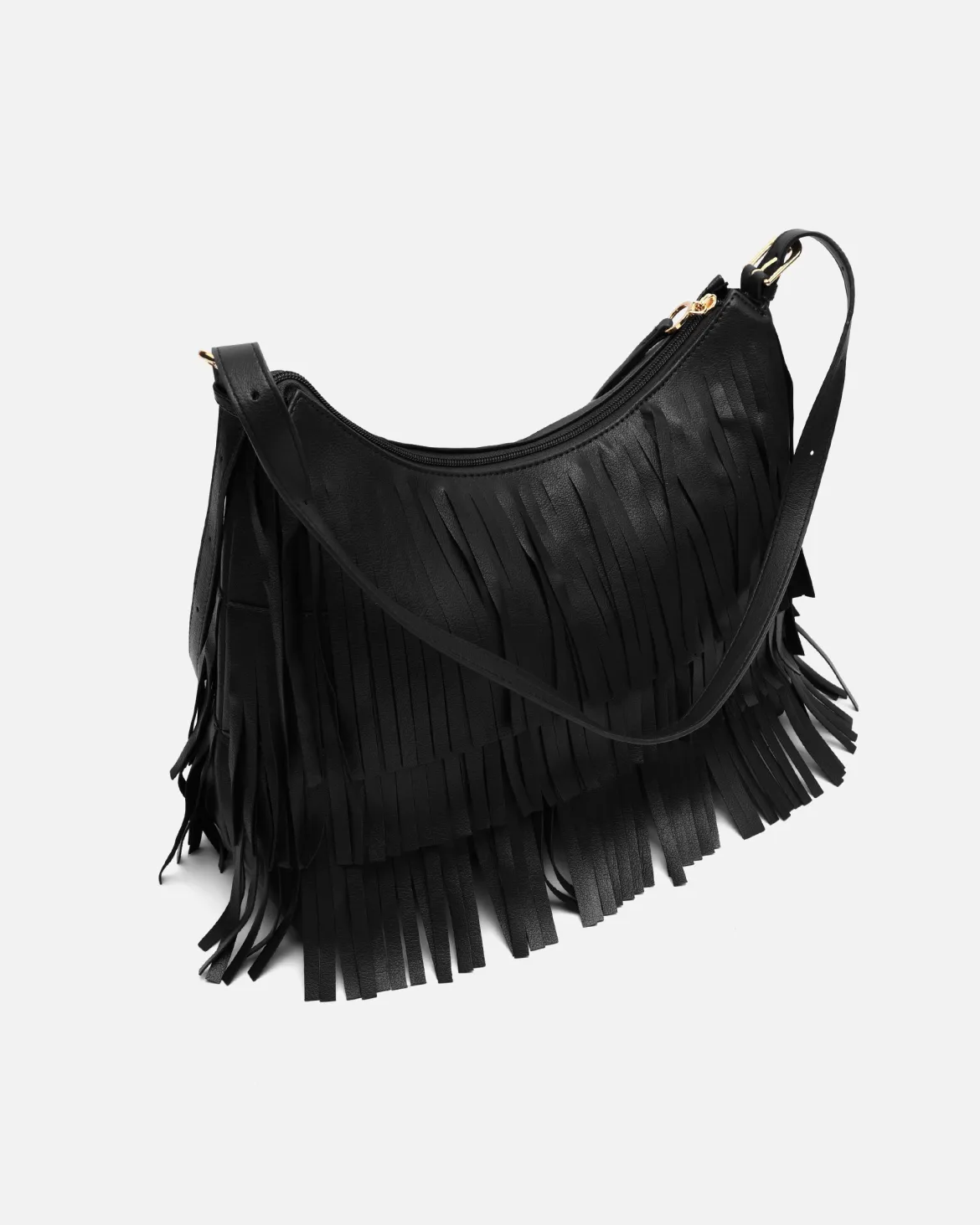 Bolso de hombro con flecos