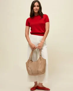 Bolso de hombro con neceser extraíble y detalles metálicos