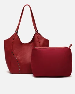 Bolso de hombro con neceser extraíble y detalles metálicos
