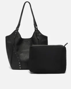 Bolso de hombro con neceser extraíble y detalles metálicos