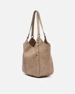Bolso de hombro con neceser extraíble y detalles metálicos