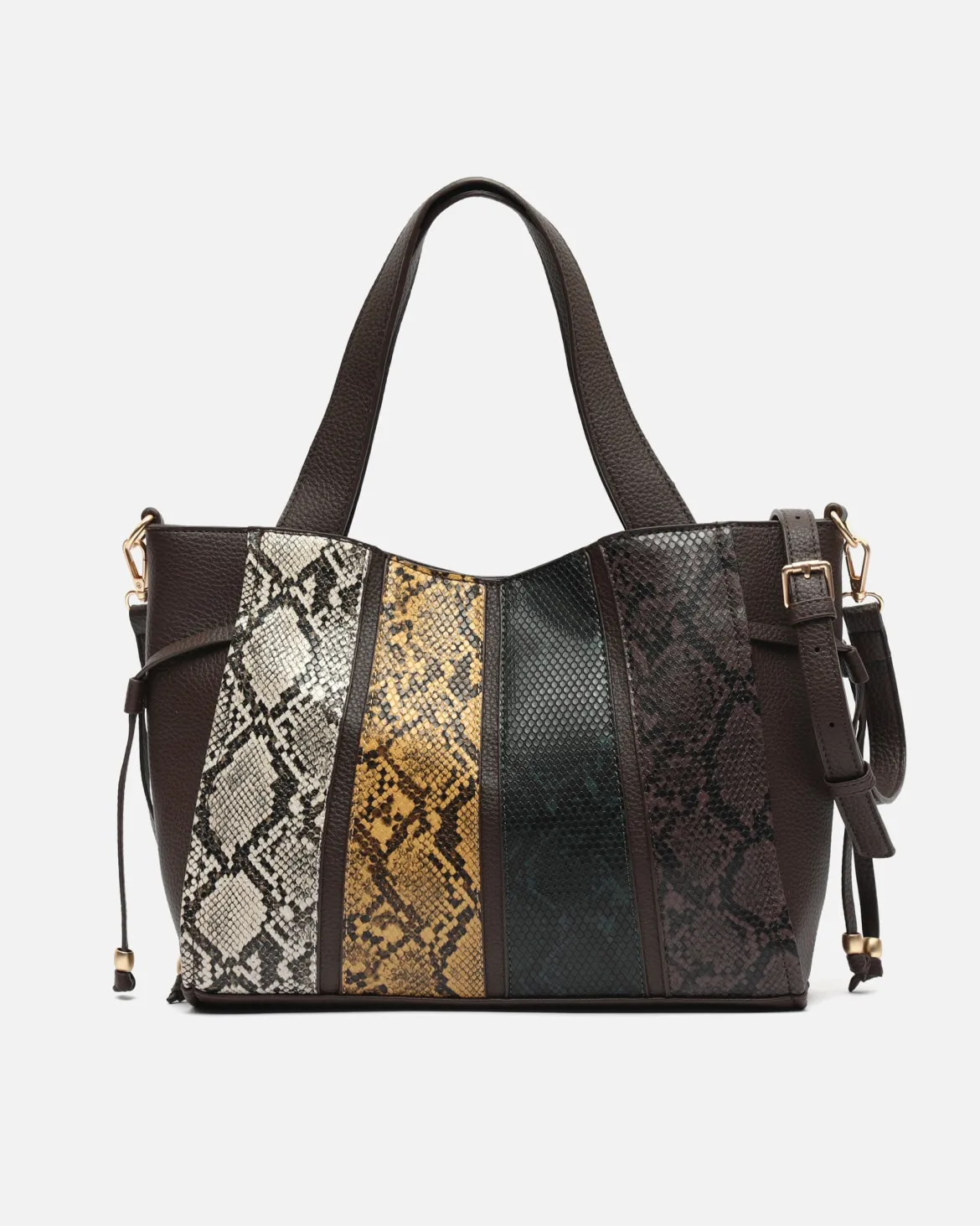 Bolso de hombro con neceser extraíble y estampado animal print
