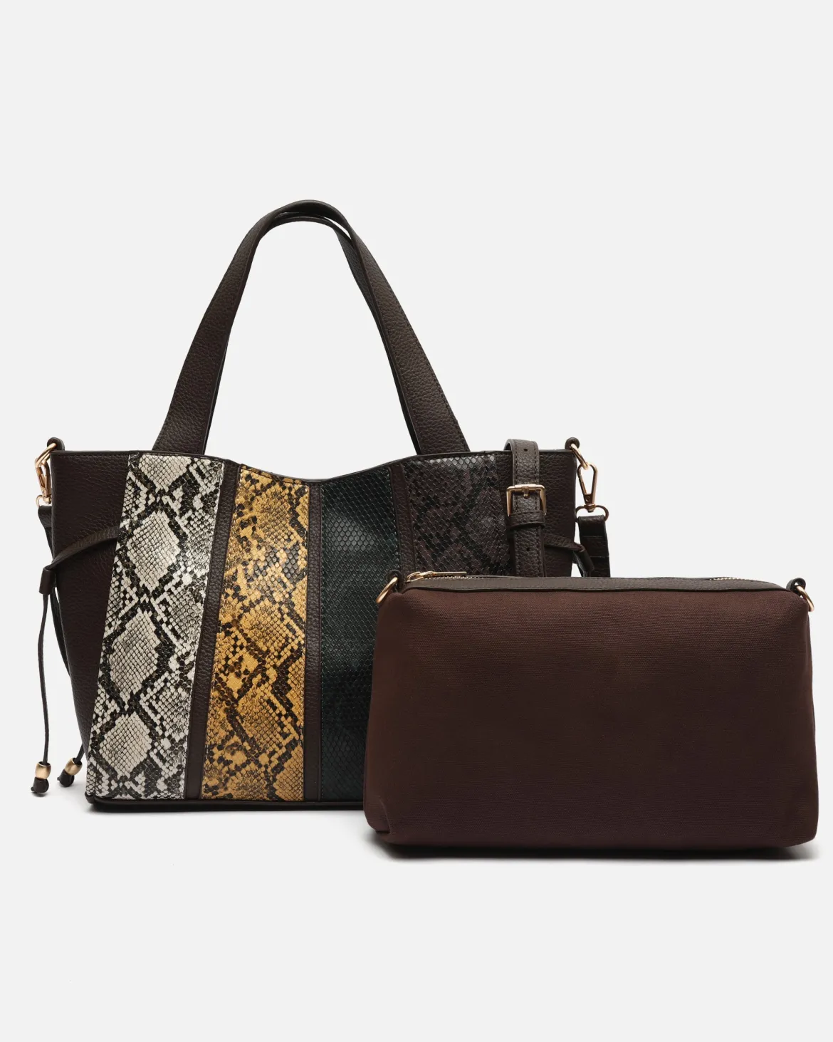 Bolso de hombro con neceser extraíble y estampado animal print