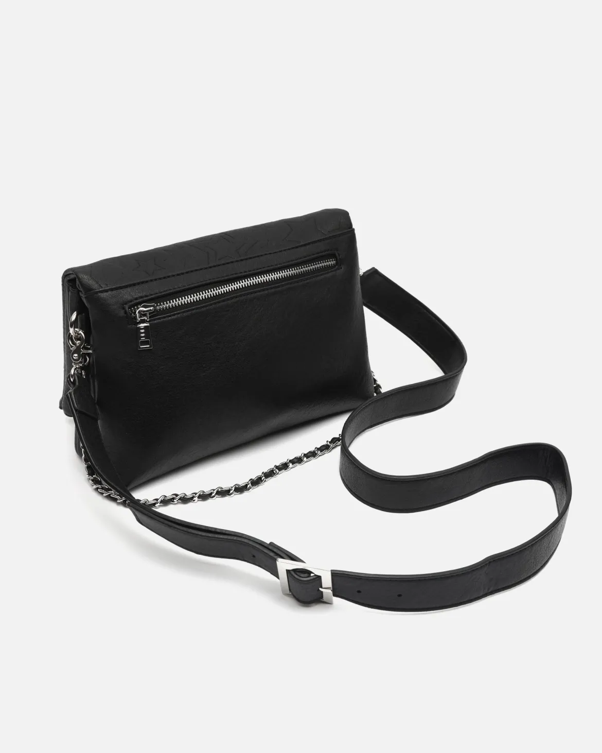 Bolso de hombro con solapa y grabado de estrellas con asa bandolera extraíble