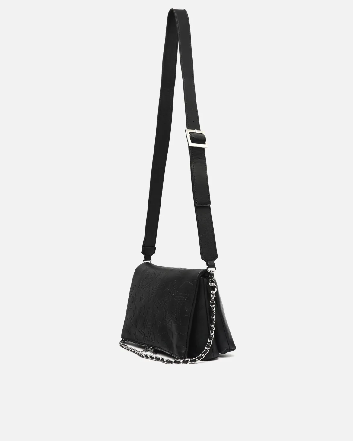 Bolso de hombro con solapa y grabado de estrellas con asa bandolera extraíble