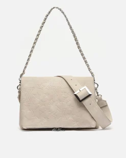 Bolso de hombro con solapa y grabado de estrellas con asa bandolera extraíble